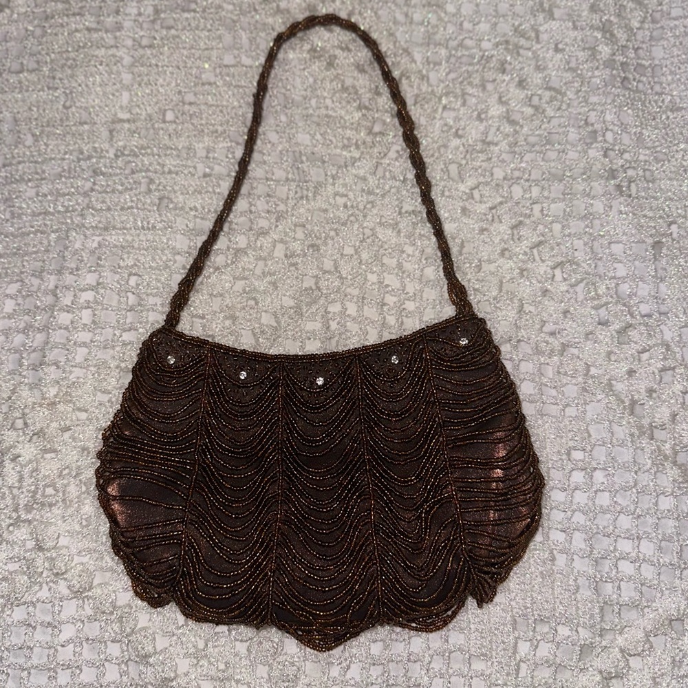 Vintage Beaded Brown Mini Bag